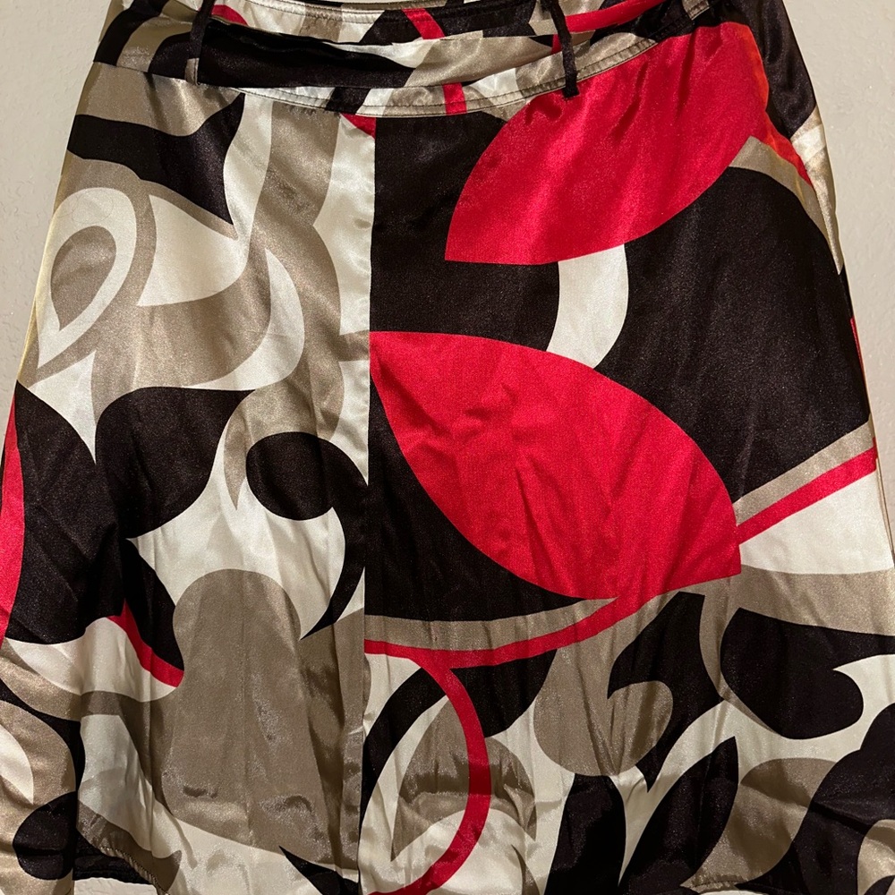 Worthington Red and Black A-Line Skirt Knee-Length